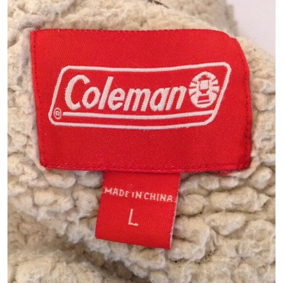 Coleman Jacket Mn L Light Brown Sherpa Lined Hooded Workwear Shacket Barn Chore - Picture 10 of 12